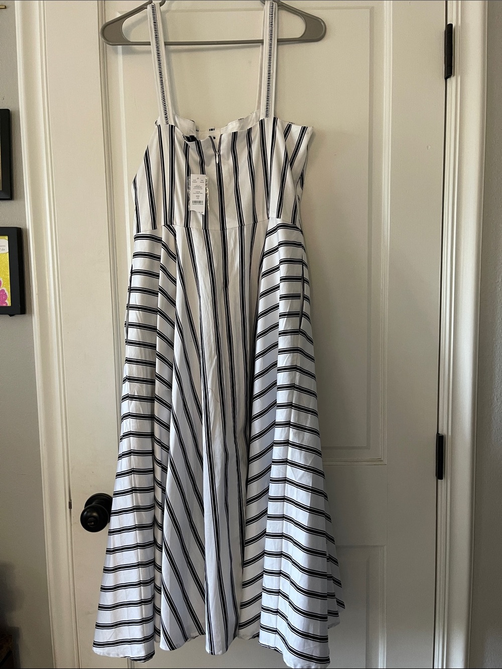 White House Black Market White Dress with Black Stripes - Picture 3 of 5